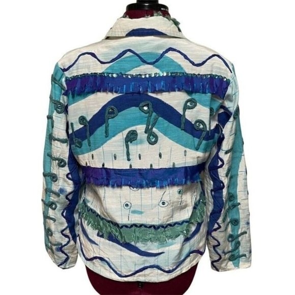 Vintage Daniel K.‎ New York USA Abstract Art to Wear Embroidered Jacket Medium - Picture 3 of 10